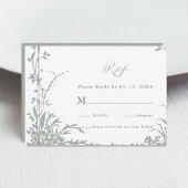 Sage Green Classic Floral Frame Wedding RSVP