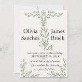 Sage Green Classic Floral Wedding Invitation Einladung (Vorderseite)