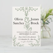 Sage Green Classic Floral Wedding Invitation Einladung (Stehend Vorderseite)