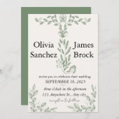 Sage Green Classic Floral Wedding Invitation Einladung (Vorne/Hinten)