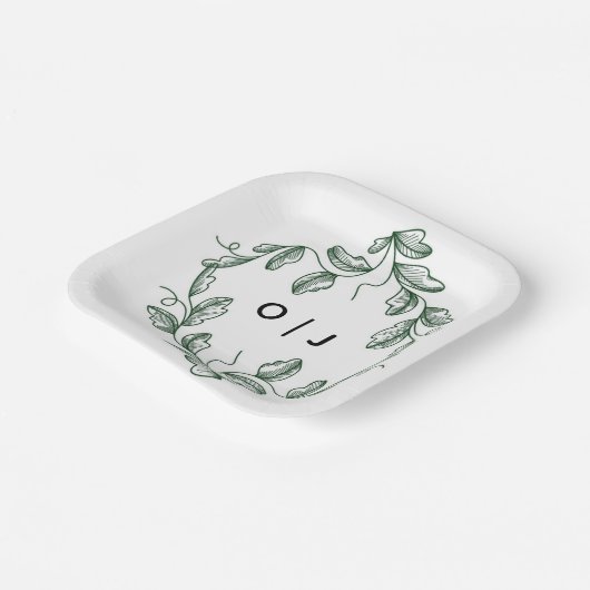 Sage Green Classic Floral Wedding Pappteller (Gewinkelt)