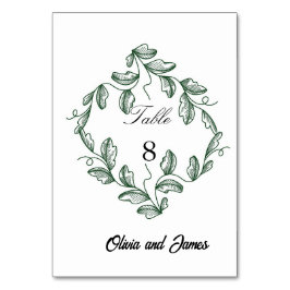 Sage Green Classic Floral Wedding Tischnummer