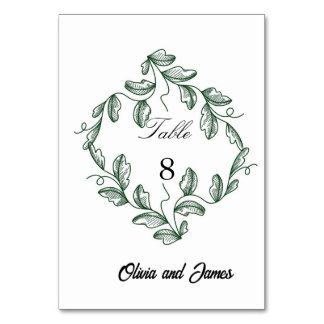 Sage Green Classic Floral Wedding Tischnummer
