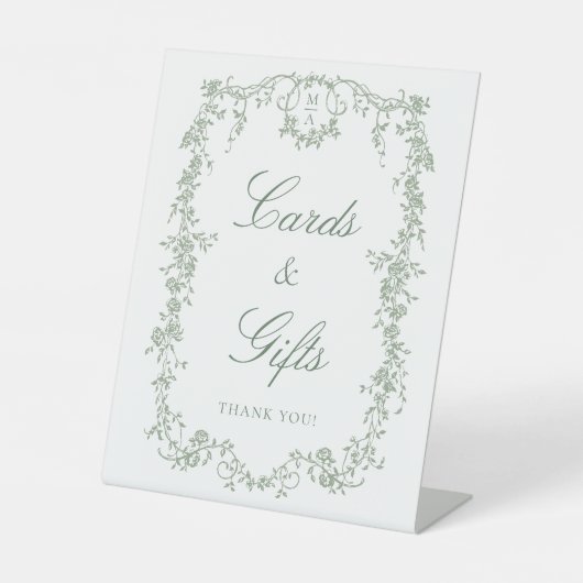 Sage Green Classic Französische Rahmenkarten & Ges Sockelschild (Vorderseite)