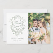 Sage Green Classic französisches Blumenkohl Wappen Dankeskarte (Vorderseite)