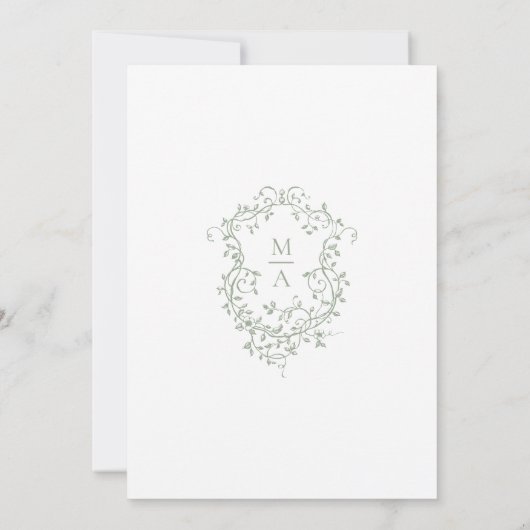 Sage Green Classic French Floral Wedding Einladung (Rückseite)