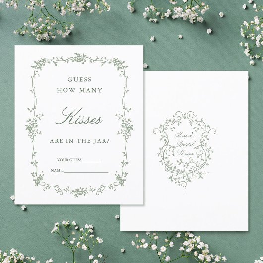 Sage Green Classic 'Guess how many' Bridal Game