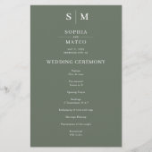 Sage Green Classic Minimalistisch Wedding Program (Vorderseite)