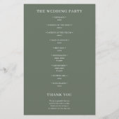 Sage Green Classic Minimalistisch Wedding Program (Rückseite)
