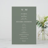 Sage Green Classic Minimalistisch Wedding Program (Stehend Vorderseite)