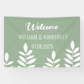 Sage Green Classic Rustic Simple Modern Wedding Banner (Horizontal)