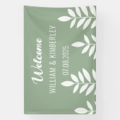 Sage Green Classic Rustic Simple Modern Wedding Banner (Vertikal)
