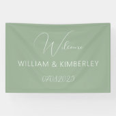 Sage Green Classic Rustic Simple Modern Wedding Banner (Horizontal)