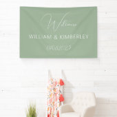 Sage Green Classic Rustic Simple Modern Wedding Banner (InSitu)