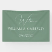 Sage Green Classic Rustic Simple Modern Wedding Banner (Horizontal)
