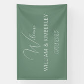 Sage Green Classic Rustic Simple Modern Wedding Banner (Vertikal)