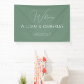Sage Green Classic Rustic Simple Modern Wedding Banner (InSitu)