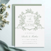 Sage Green Classic Wappen Wedding Save The Date