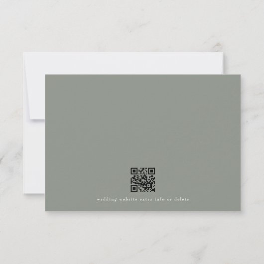 Sage Green Classigram QR CODE Hochzeitskranz RSVP Karte (Rückseite)