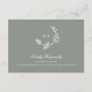 Sage Green Classigram QR CODE Hochzeitskranz RSVP Karte