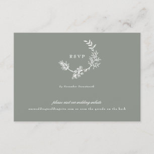 Sage Green Classigram QR CODE Hochzeitskranz RSVP Karte