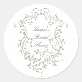 Sage Green Classy Französisches Viktorianisches Br Runder Aufkleber