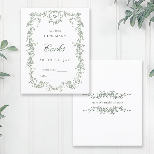 Sage Green Classy 'Guess how many' Bridal Game