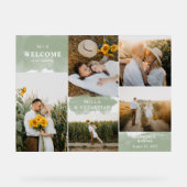 Sage Green Clean Modern & 5 Fotos Willkommen Acrylschild (Vorderseite)