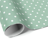 Sage Green Color White Dot Watercolor Geschenkpapier (Rolleneckpunkt)