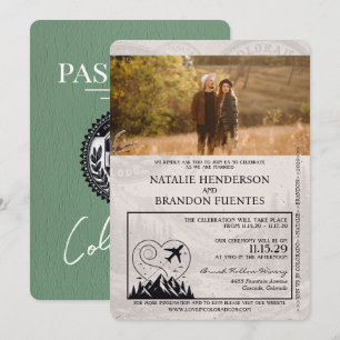 Sage Green Colorado Passport Hochzeit Einladung