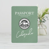 Sage Green Colorado Passport Save the Date (Stehend Vorderseite)