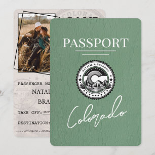 Sage Green Colorado Passport Save the Date