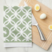 Sage Green Contemporary Muster Monogram Geschirrtuch (Viertel Falte)