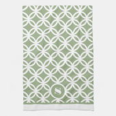 Sage Green Contemporary Muster Monogram Geschirrtuch (Vertikal)