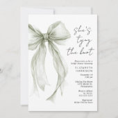 Sage Green Coquette Bow Wasserfarbe Brautparty Einladung (Vorderseite)