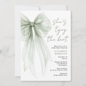 Sage Green Coquette Bow Wasserfarbe Brautparty Einladung (Vorderseite)