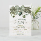Sage Green Coquette Rustic Winter Bridal Shower Einladung (Stehend Vorderseite)