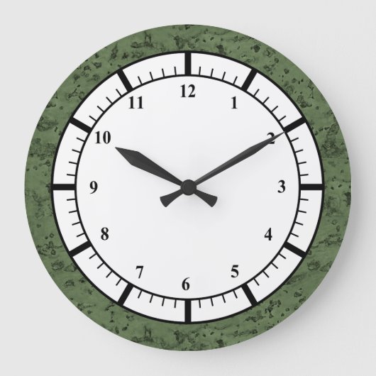 Sage Green Cork Look Holzkörner Große Wanduhr (Vorderseite)