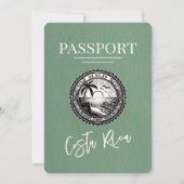 Sage Green Costa Rica Pass Einladung Hochzeit (Rückseite)