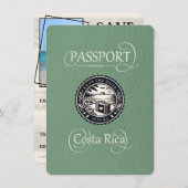 Sage Green Costa Rica Passport Save The Date (Vorne/Hinten)