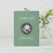 Sage Green Costa Rica Passport Save The Date (Stehend Vorderseite)