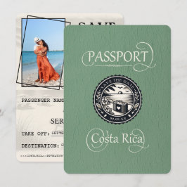 Sage Green Costa Rica Passport Save The Date