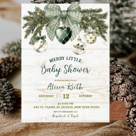 Sage Green Country Rustic Winter Baby Shower Einladung
