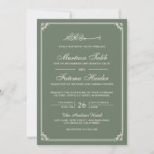 Sage Green Cream Border Muslim Hochzeit Einladung (Vorderseite)