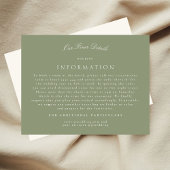 Sage Green Cream Elegante Script Hochzeitsdetails Begleitkarte