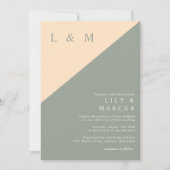 Sage Green Cream Minimalistisch Wedding Foto QR Co Einladung (Vorderseite)