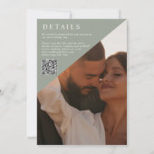 Sage Green Cream Minimalistisch Wedding Foto QR Co Einladung (Rückseite)