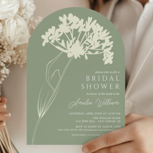 Sage Green & Cream Modern Floral Brautparty Einladung