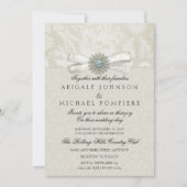 Sage Green & Cream Wedding Einladung mit Sparkle (Vorderseite)