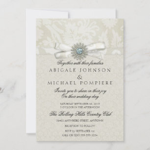 Sage Green & Cream Wedding Einladung mit Sparkle